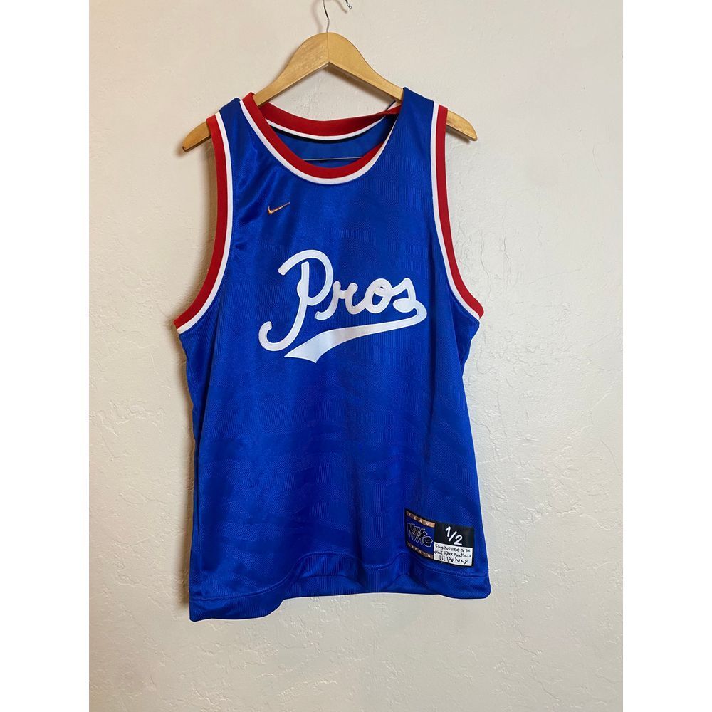 Nike Team Sports Pros Basketball Jersey Blue Red White‎ Retro Style 1/2